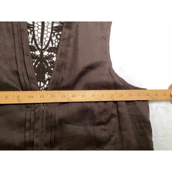 Chico’s sleeveless v-neckline 100% linen brown size 3 - Picture 5 of 6